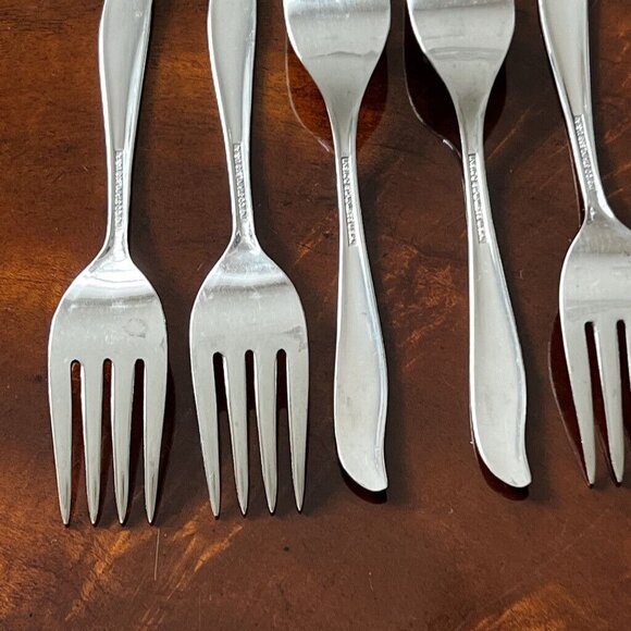 8 Vintage Insico Salad Forks Stainless Flatware Woodlore Interntional Silver - Picture 10 of 10